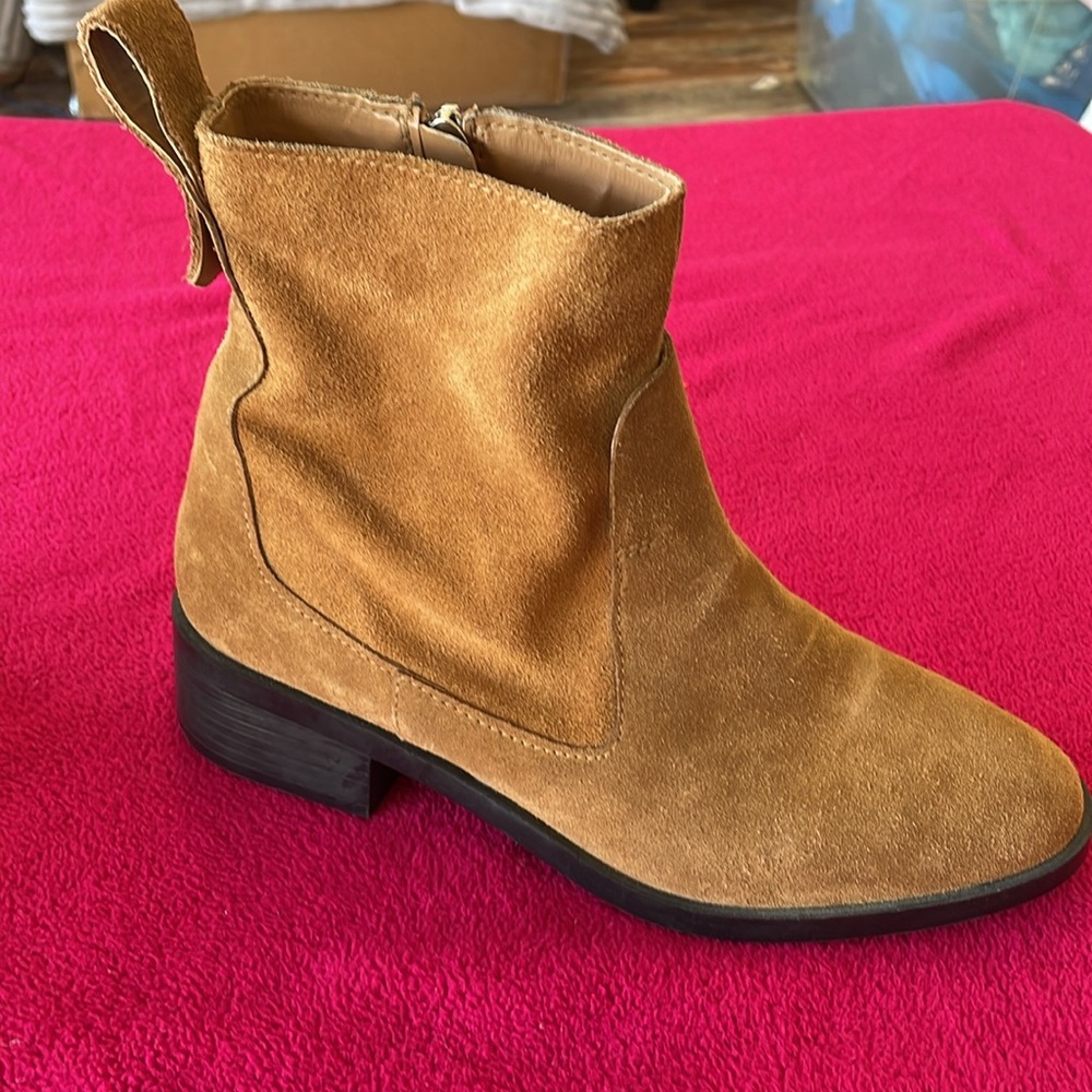 Zara casual style  block heels ankle boots -tan colored size EU 38/7 1/2 US - Picture 11 of 16